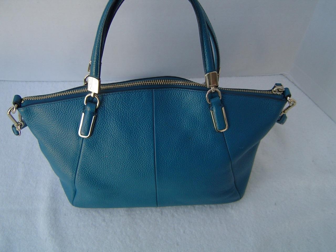 AUTHENTIC COACH BLUE PEBBLE LEATHER KELSEY SATCHEL  #33733  EUC thumbnail 5