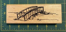 Rustic Wooden Walking Bridge Over Creek Stream Rubber Stamp Creative Image