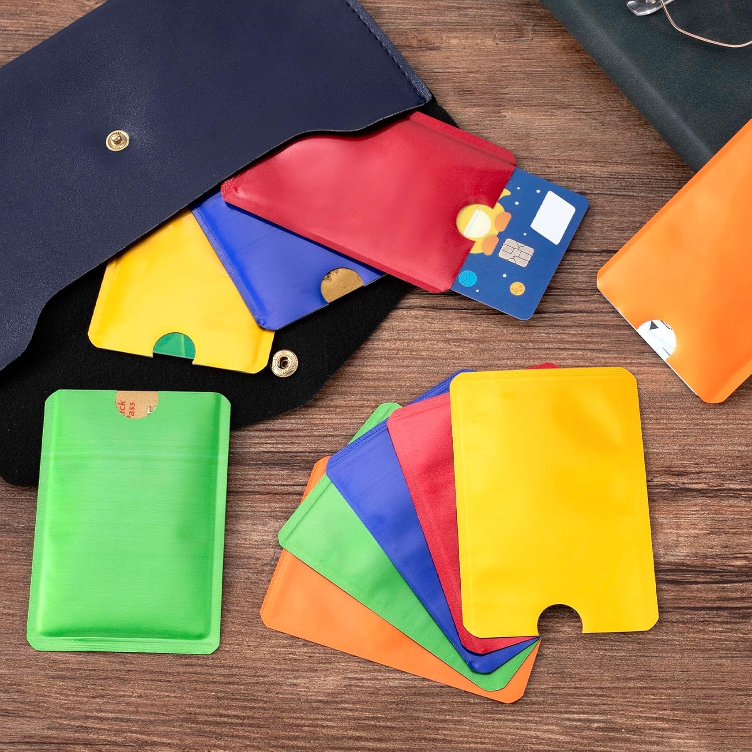 OIIKI 20PCS RFID Blocking Sleeves for Credit Red, Yellow, Orange, Blue, Green 
