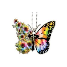 Butterfly Car Rearview Mirror Accessories, Acrylic Hanging Car Rear Colorful