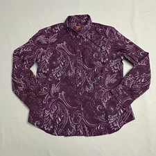Talbots Shirt Womens 16 Button Up Long Sleeve Paisley Top Cotton Blend  Lastol