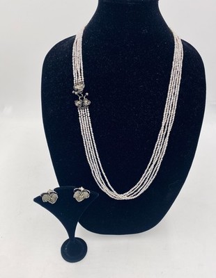 Michael Aram Halskette & Ohrring Set Diamanten Sterlingsilber Multi Strang