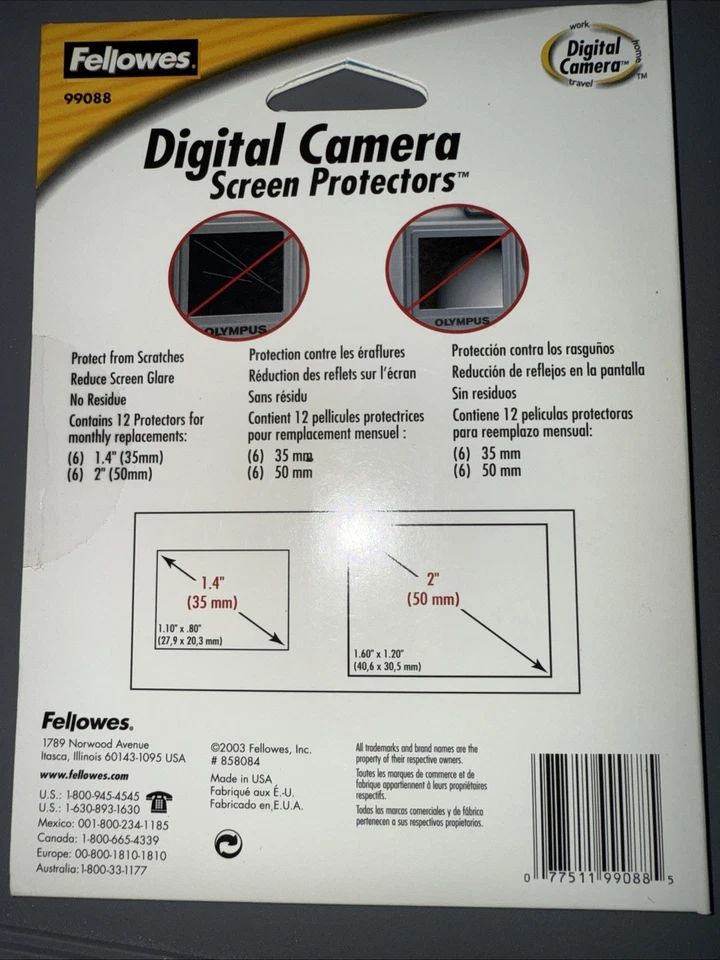 12 Screen Protectors for Digital Cameras Universal Bulk up to 2" - Image 2 of 2