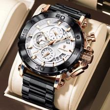 Herren Armbanduhr Luxus Militäruhr Chronograph Edelstahl Sportuhr Männer Uhr