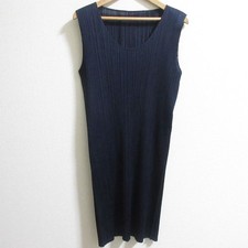 PLEATS PLEASE ISSEY MIYAKE Sleeveless One Piece Dress Navy Size 4 Good Condition