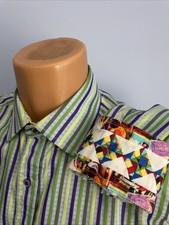 Robert Graham Long Sleeve Button Casual Dress Shirt Flip Cuff Sz Medium