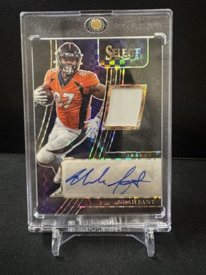 2021 Noah Fant Select Player Worn Material Auto 1/1 Black Prizm Broncos