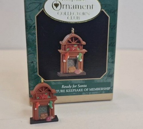 NIB Keepsake Ready for Santa Miniature Fireplace Ornament