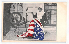 Early 1900's Patriotic Postcard, Artist Fred C. Lanosoury, Betsy Ross, US Flag