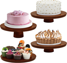 4 Sets Wood Cake Stand Rustic 12 Inch Rotating Cake Stand Food round Risers Turn