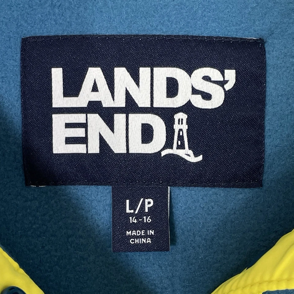 Pullover Lands End para mujer L/P Heritage polar cuello a presión verde azulado montaña ombre Foto 4 de 4