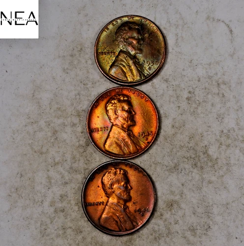 1945-S+1946-S+1950-S Lincoln Wheat Penny Cent Set/Lot ~ Gem BU Toned ~ ZWL62