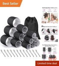 30-Piece Hair Curlers Set with 3 Sizes, Clips Storage Bag - For All Hair Types