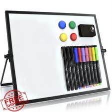 12x16 Magnetic Dry Erase Whiteboard Desktop Stand Black Frame
