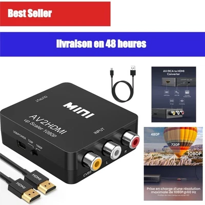 ABLEWE Adaptateur RCA vers HDMI 1080p pour TV/PC/PS2/PS3 - Photo 1/4