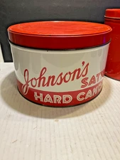 VINTAGE JOHNSON`S SATIN HARD CANDIES TIN