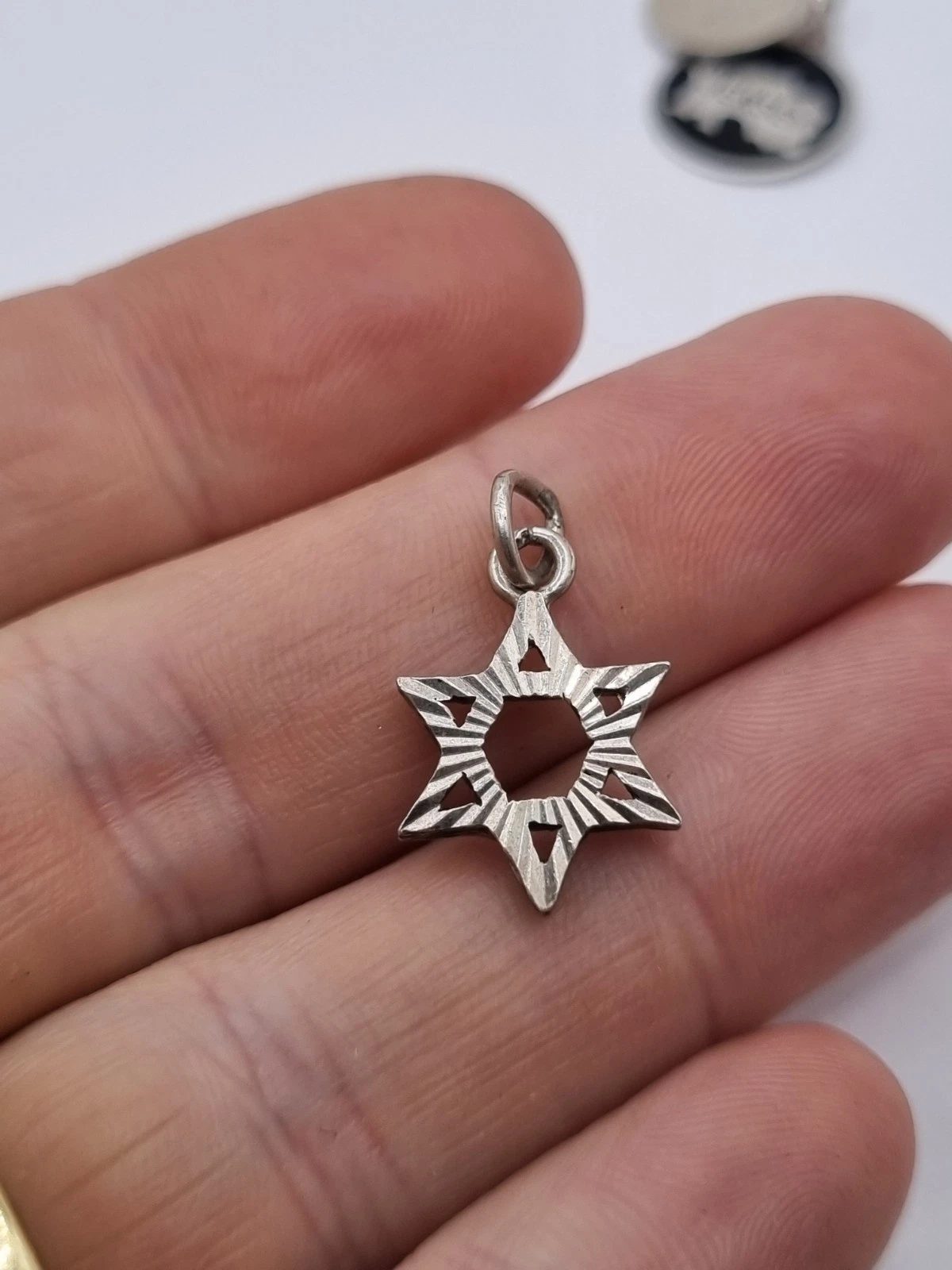 Small Sterling 925 Silver Star Of David Jewish Pendant Charm. Religious. Hebrew