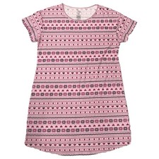 Womens Pink Heart  Snowflake Print Nightgown Sleepshirt Sleep Shirt S-M