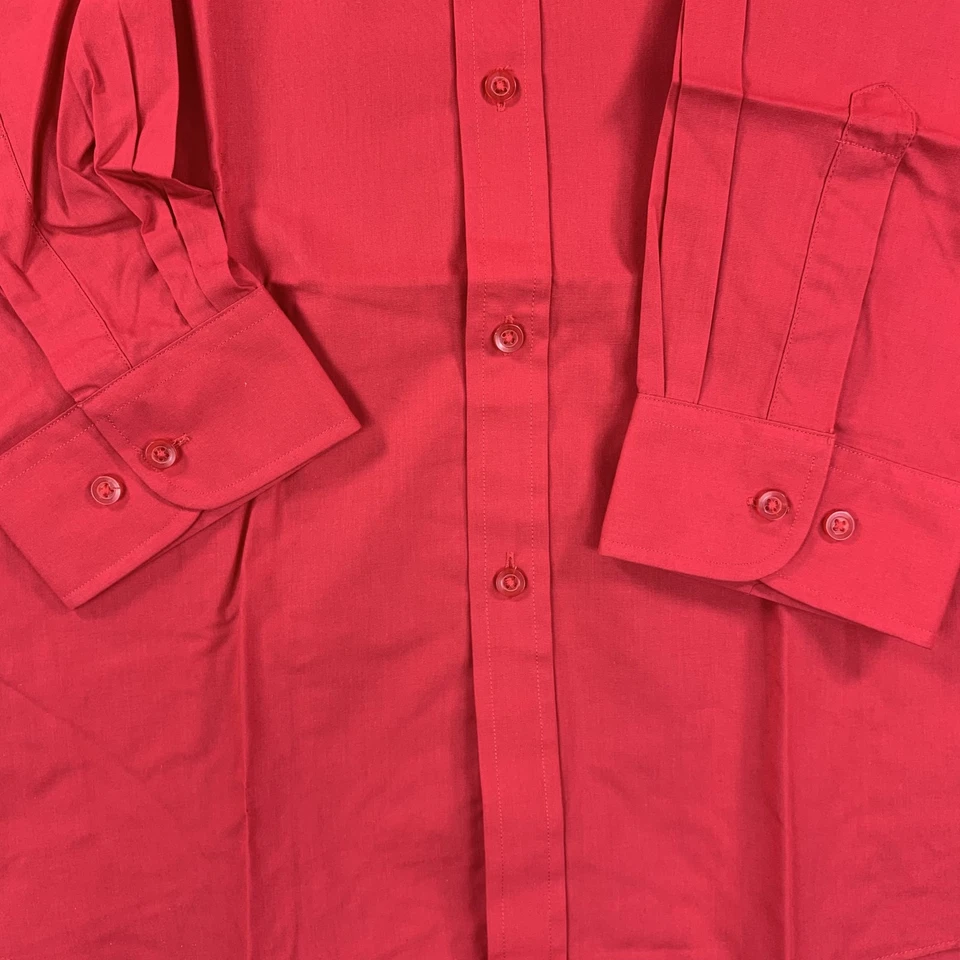 Camisa Lucasini Para Hombres 2XL Roja Manga Larga Vestido con Botones Formal Bolsillo Clásico Foto 3 de 4