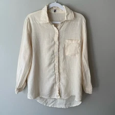 Lap Standard Women's Cream Button Down Shirt Size F or M