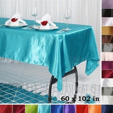 12 pcs 60x102" RECTANGLE Satin TABLECLOTHS Wedding Party Banquet Linens SALE