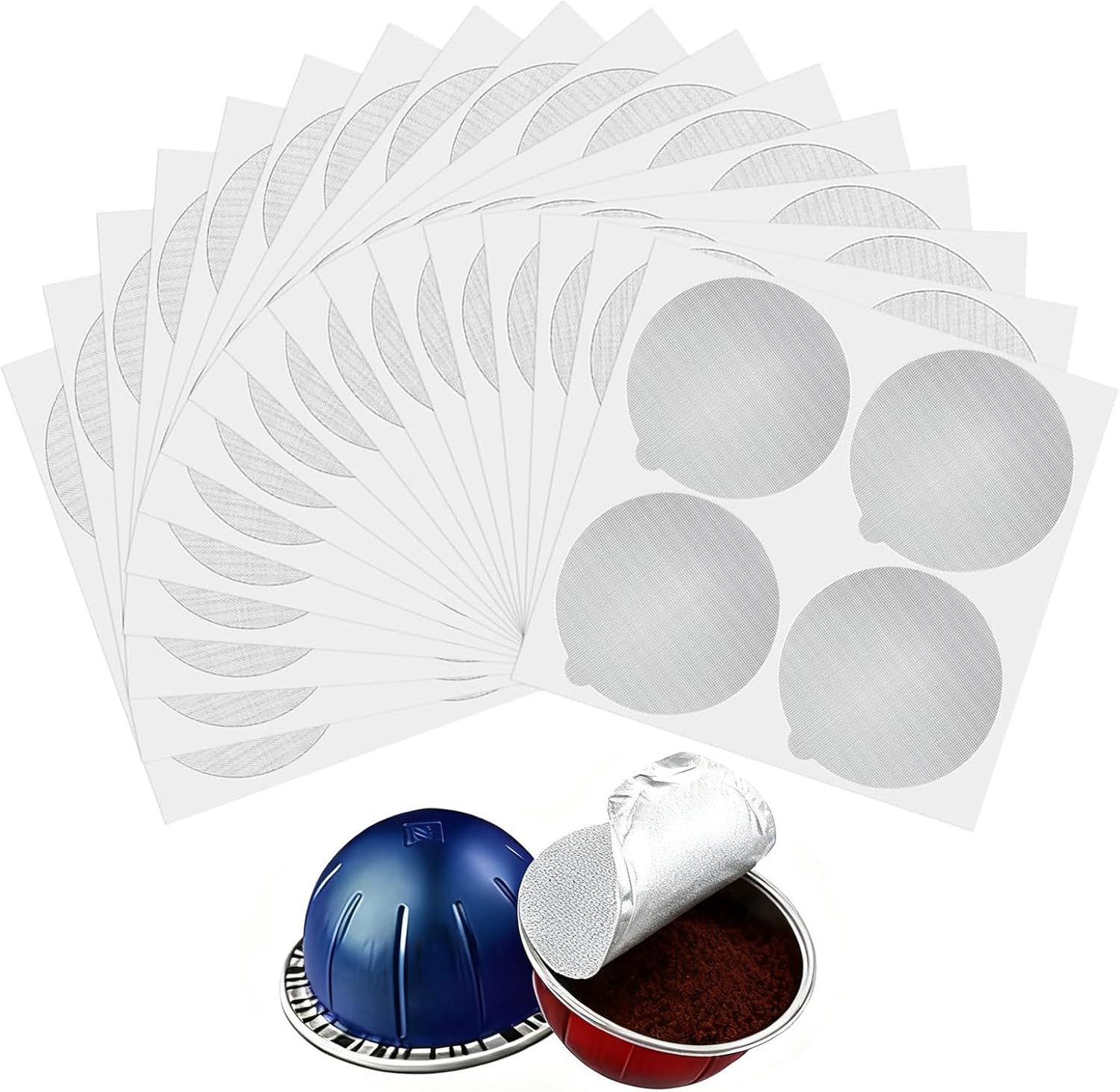 120Pcs 70Mm Aluminum Foil Seal Lids for Nespresso Vertuo Reusable Capsules Coffe