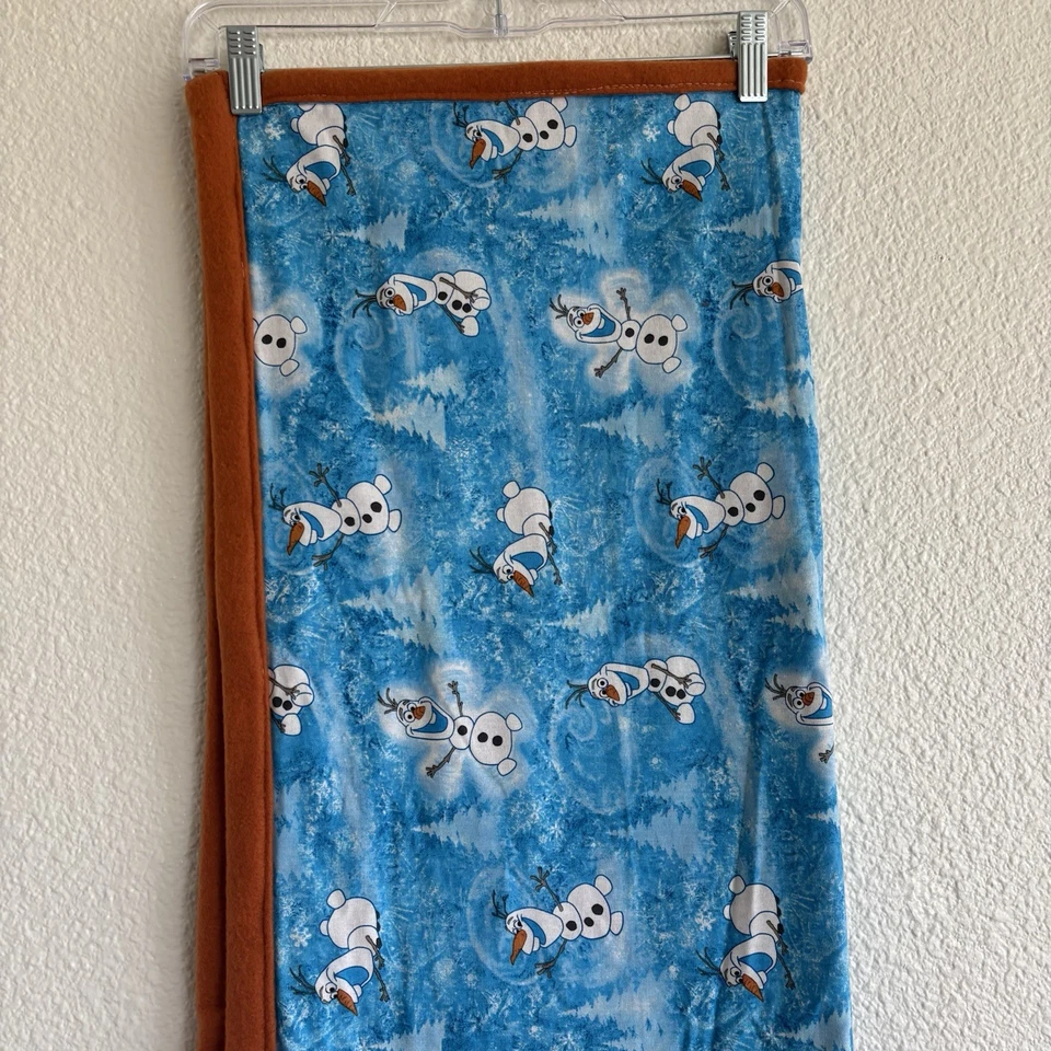 Homemade Olaf Frozen Blanket With Orange Background Fleece Throw - Image 4 of 4