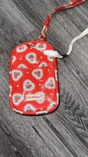 CATH KIDSON RED FLOWER KEY PHONE MONEY POUCH ZIP TOP BAG GADGET CASE VGC