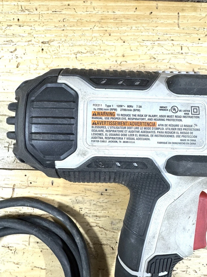 Llave de impacto usada, usada, sin caja, PORTER-CABLE 7,5 amperios 1/2 pulgada PCE211 Foto 4 de 4
