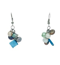 Multicolor Pearl Boho Dangle Drop Cluster Earrings Freshwater Pearl and Shell
