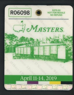 2019 MASTERS GOLF AUGUSTA NATIONAL OFFICIAL BADGE TICKET TIGER WOODS WINS PGA