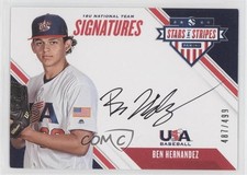 2020 Panini USA Baseball Stars & Stripes 487/499 Ben Hernandez #18U-BH Auto 0c6