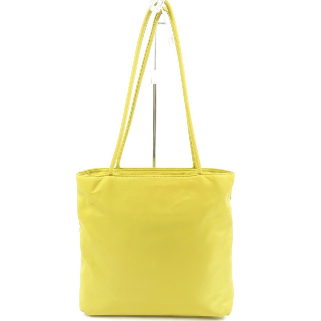 PRADA triangle logo shoulder bag tote bag nylon yellow women s Used thumbnail 2