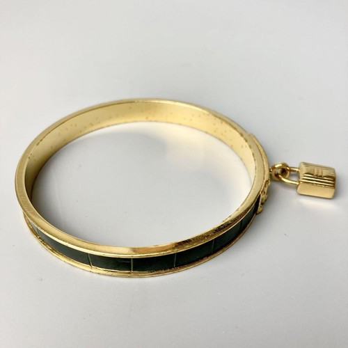 HERMES Kelly grüner Leder Armreif Armband mit Vorhängeschloss Hardware - Bild 4 von 10