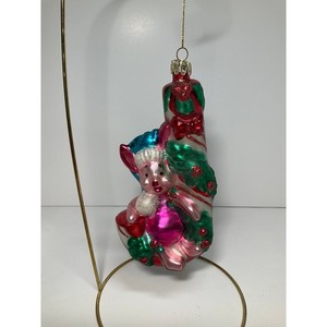 Disney 1999 piglet with candy cane European style glass ornament