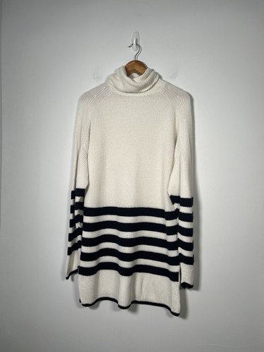 COS Wool & Cotton Ecru Striped Long Jumper / Dress M (Oversized) Luxury Classic - Picture 14 of 15