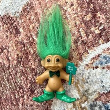 Proud To Be Irish Russ 3" Troll Doll with Sticker Holding Sign Green Hair