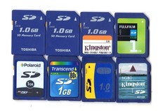 Lot Of 8x Misc. Brand 1GB SD Camera Memory Cards