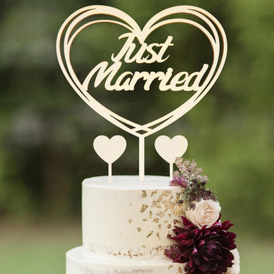 Just Married Cake Topper Hochzeit aus Holz,Tortendeko Hochzeit,Just Married Deko