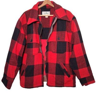 Vintage LL Bean Cruiser Jacket Men XL Red Buffalo Plaid USA Hunting Work READ