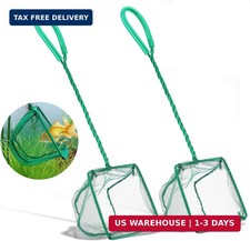 2 Pack Aquarium Fish Net 4 Inch Fine Mesh Braided Metal Handle for Tank Shrimp