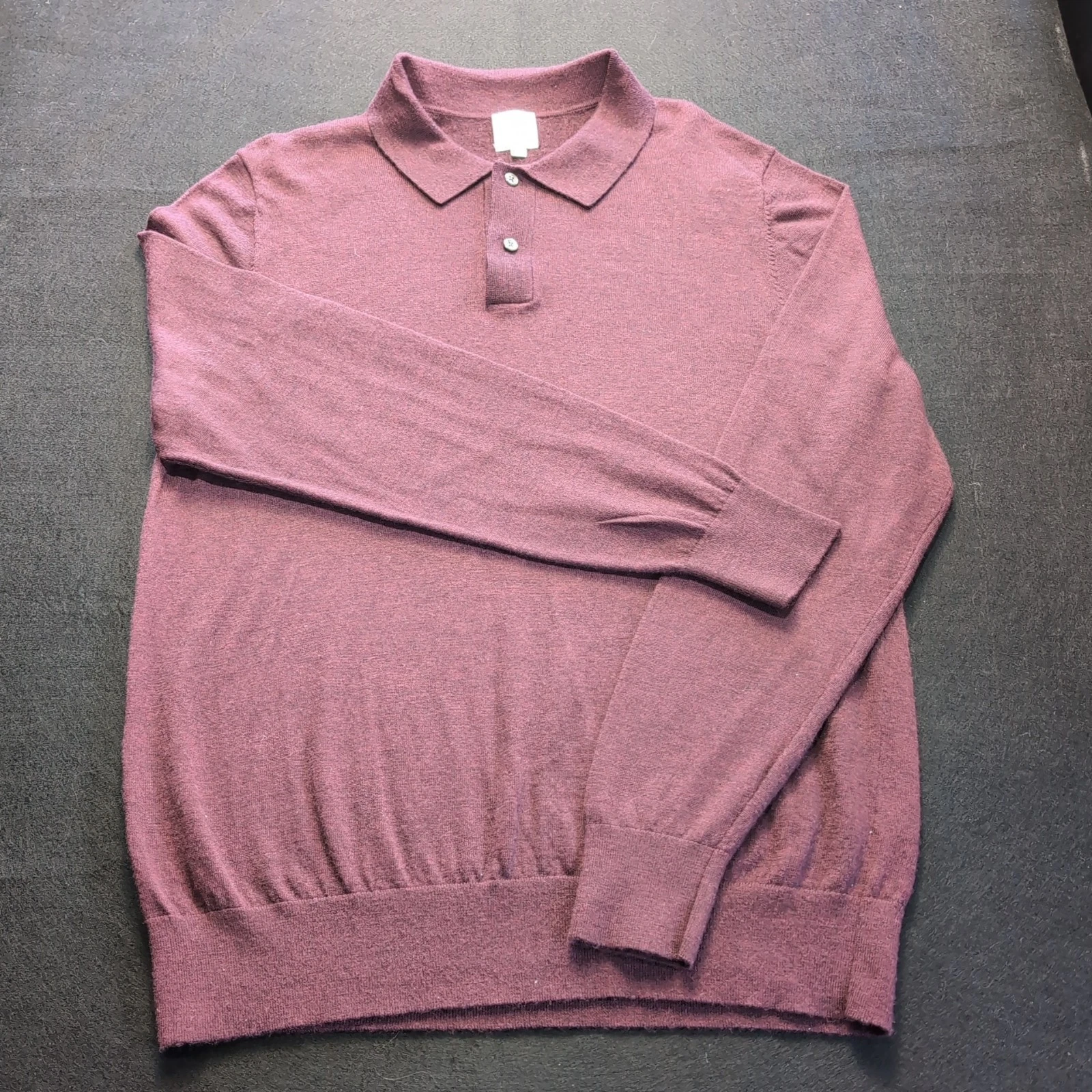 John Lewis Merino Wool Polo Jumper Men's XL Maroon