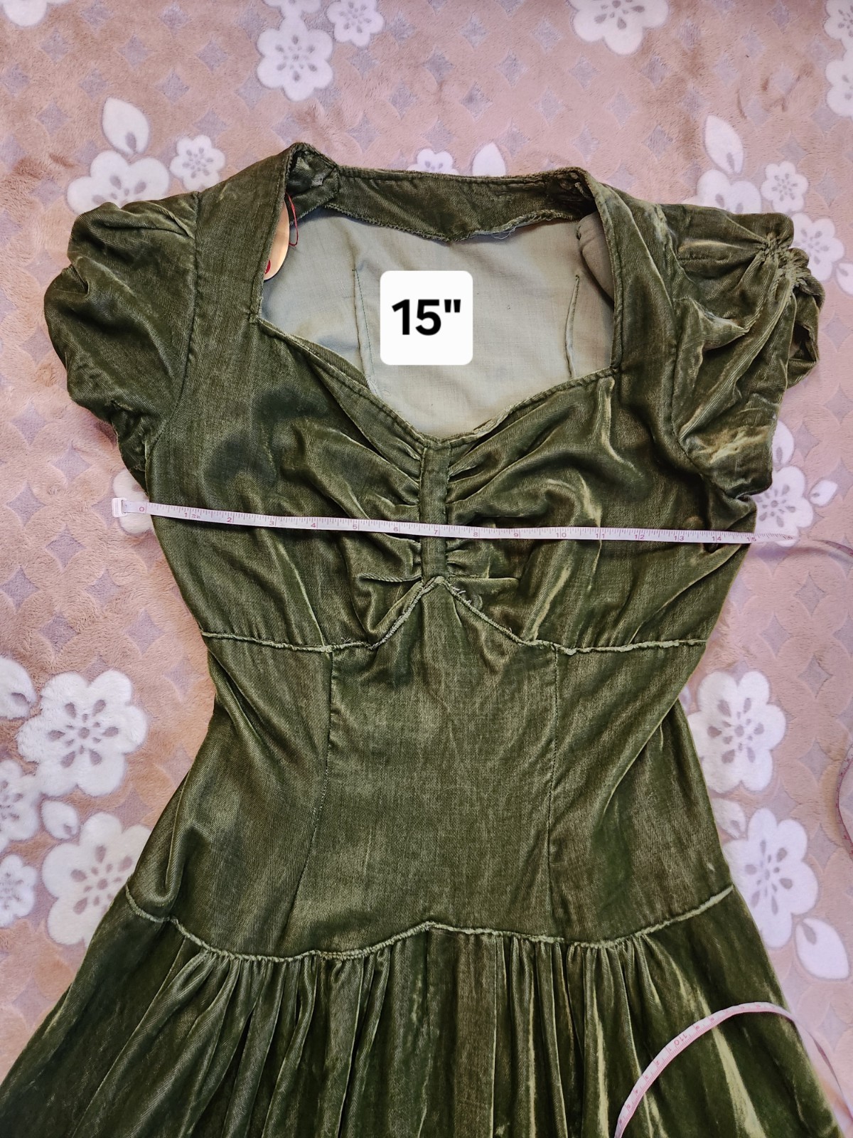 Vintage 1930's Green Velvet Gown Small