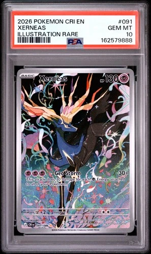 2026 POKEMON CRI EN-CHAOS RISING ILLUSTRATION RARE #091 XERNEAS PSA 10