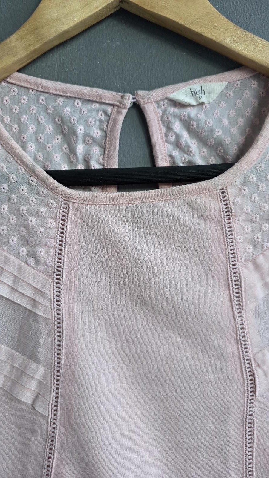 Hush Pink Cotton Lace Trim Sleeveless Top Embroidered Detail M Mesh Light Summer image 4