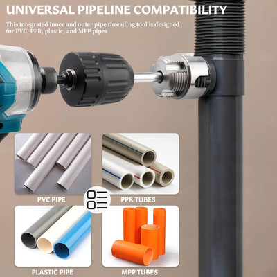 3 Pcs Integrated Internal External Pipe Threading Tool Dual-Function Pipe Pipes