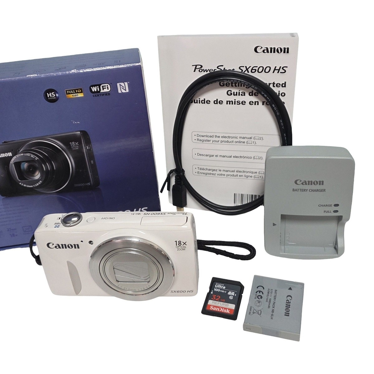 Canon PowerShot SX600 HS 16.0MP Digital Camera - White for sale