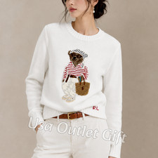 POLO PALPH LAUREN Polo Bear Coastal Chic Sweater White Beach Women XL, NWT