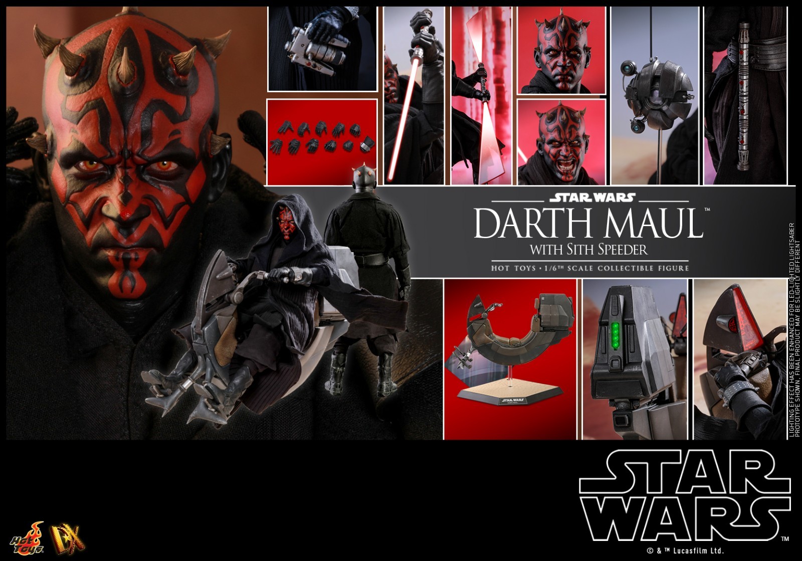 Ready New Hot Toys DX17 Star Wars Darth Maul with Sith Speeder  1/6 Figure