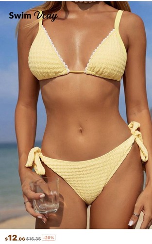 Badeanzug 2-teilig strukturiert einfarbig Triangel verstellbare Träger Bikini. Größe M - Bild 1 von 4